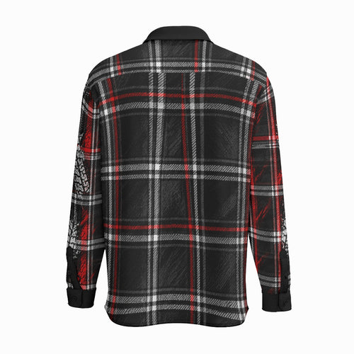 All-Over Print Men's Business Lapel Long Sleeve Shirt With Pocket|110GSM Imitation Flax